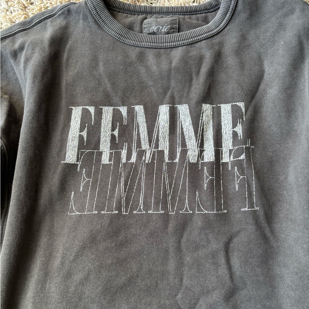 aerie FEMME Crewneck Sweatshirt - Charcoal - Picture 2 of 2